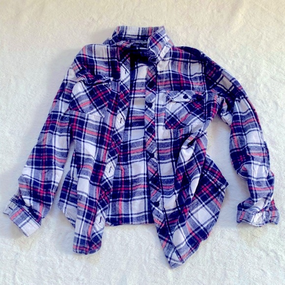 Blue/red/white plaid shirt - Picture 1 of 3